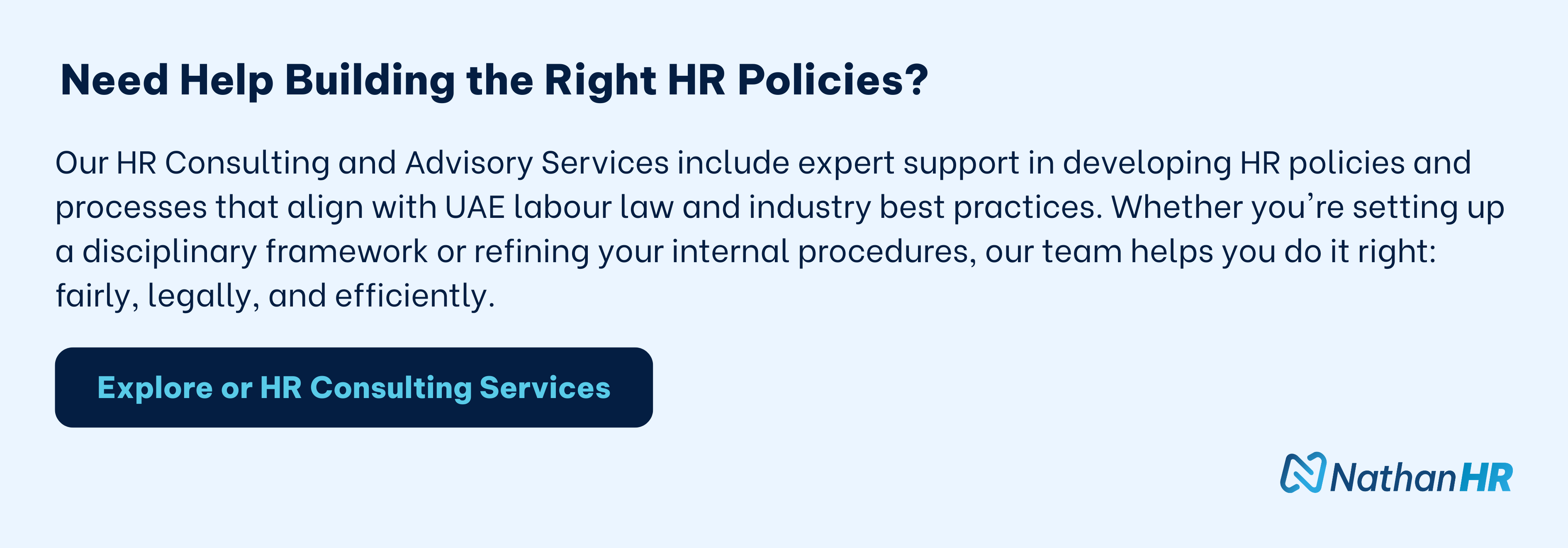 HR Cconsulting services for disciplinary action policy