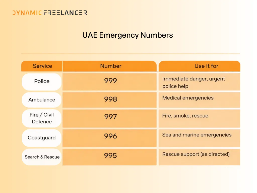 Emergency numbers in the UAE